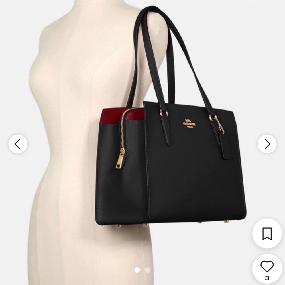 Coach Black Tote with Red Accent